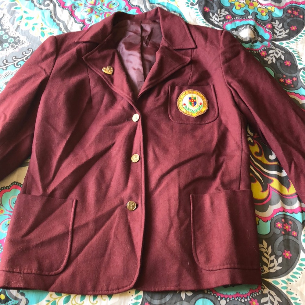 Maroon, school girl blazer